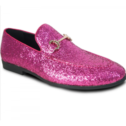 Bright Pink Sparkle Slip-on Tuxedo Shoes